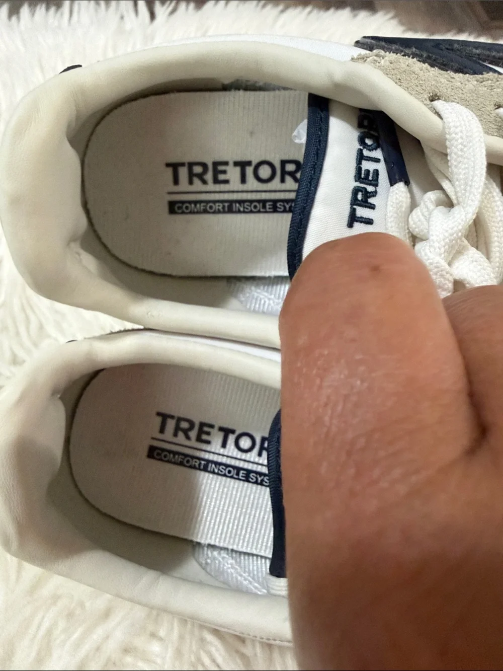 Tretorn Women’s Suede & Canvas Sneakers in Beige, White & Navy Size 6.5